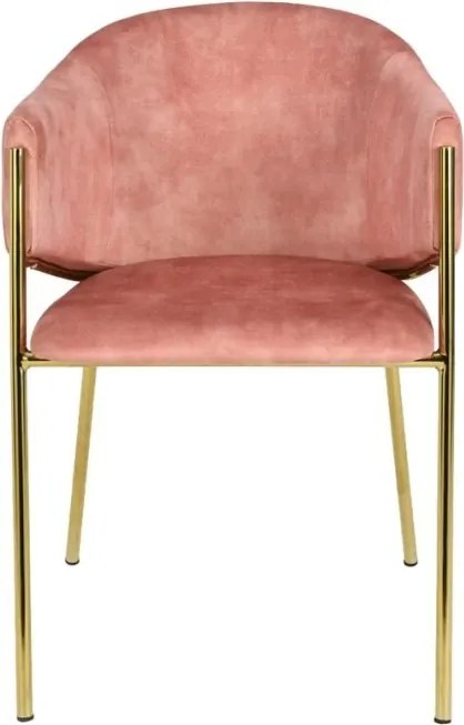 Set de 2 scaune aspect retro, Metal Auriu, Catifea Rose, NOBLESSE A-47583 VC