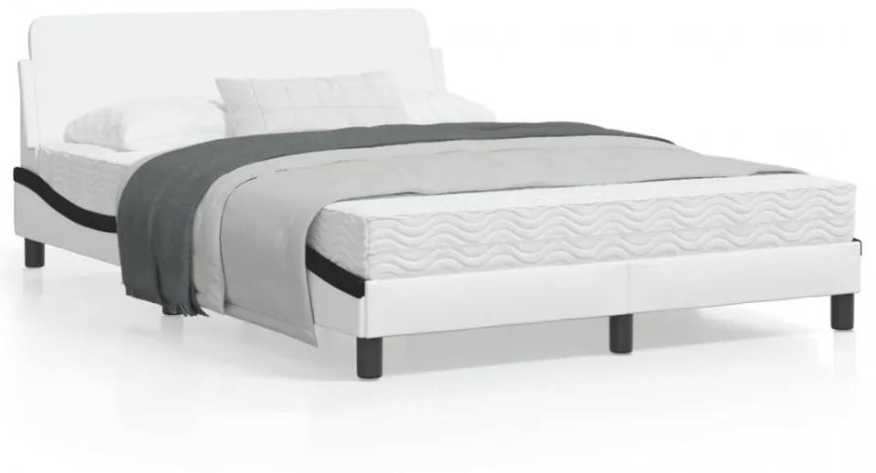 Cadru de pat cu tăblie, alb/negru, 120x200 cm, piele ecologică
