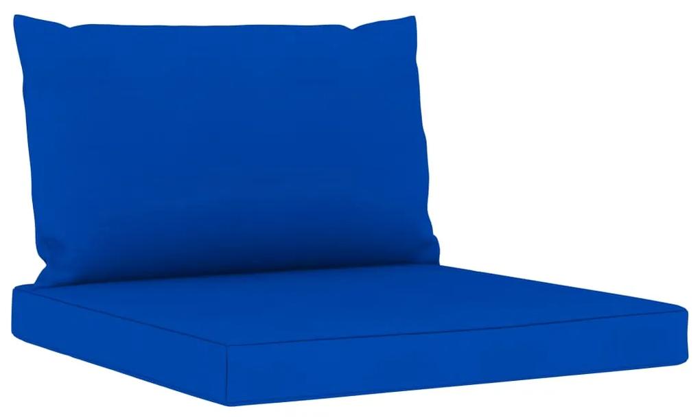 Set mobilier gradina, perne albastre, 6 piese, lemn pin tratat Albastru, 3x colt + 2x mijloc + masa, 1