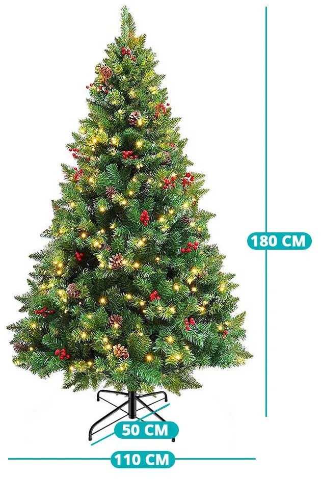 Brad artificial, cu 260 LED-uri, alb cald-180 cm