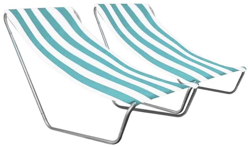 Set de 2 sezlonguri pliante pentru plaja SAND, dungi turcoaz
