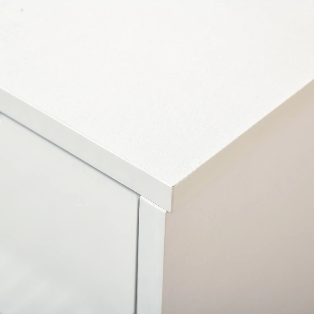 HOMCOM Dulap pantofi cu 3 uși rabatabile, sertar glisant, 62x24x135 cm, mânere aluminiu, placă de particule albă | Aosom Romania