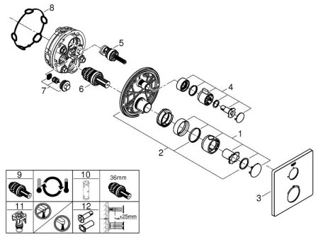 GROHE 24078000 - Baterie termostatată pentru duș GROHTHERM, crom lucios