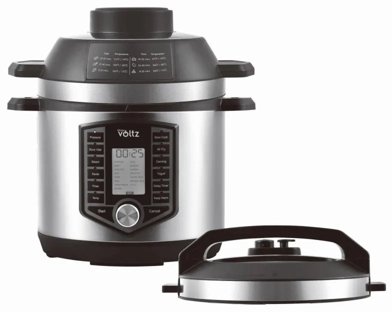 Multicooker si Air Fryer 2in1 Oliver Voltz OV51985G6, 6L, 1500W, 44 functii, 12 programe, Inox