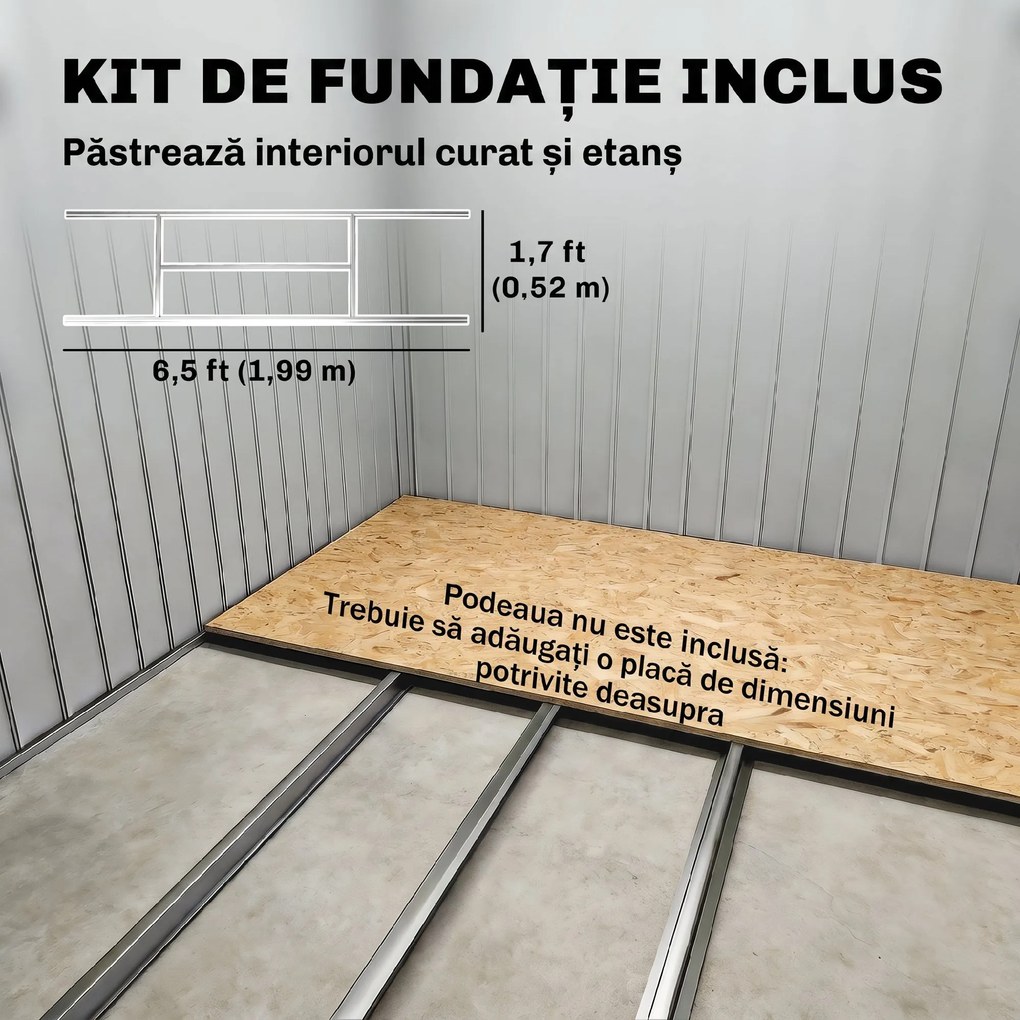 Outsunny Magazie Grădină Metalică cu Orificii de Ventilație și Ușă Culisantă Dublă pentru Grădinarit și DIY, 213x130x185 cm, Maro | Aosom Romania