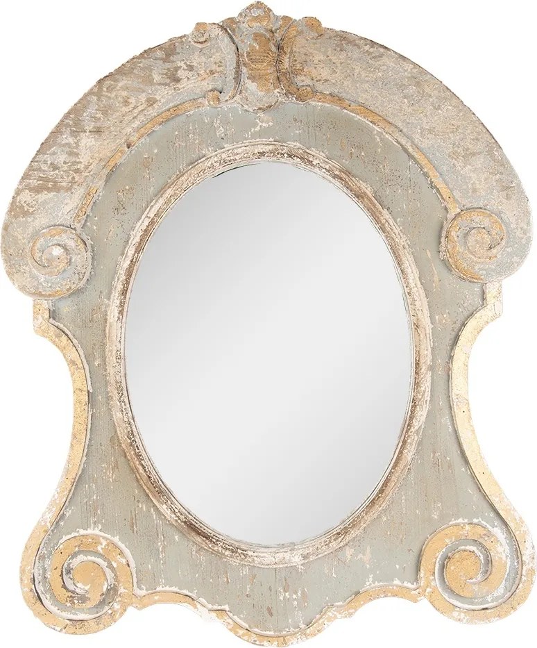 Oglinda de perete, bej, din lemn, aspect vintage, 69x3x84 cm