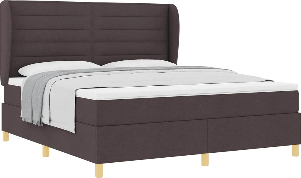 vidaXL Pat cu arcuri cu saltea Maro închis 200 x 180 cm țesătură