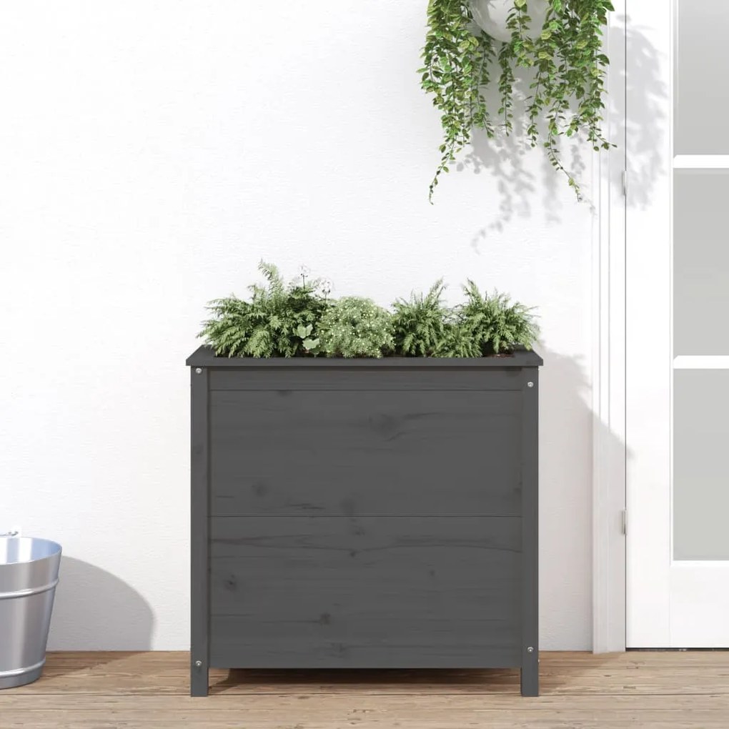 vidaXL Jardinieră de grădină, gri, 82,5x40x78 cm, lemn masiv de pin