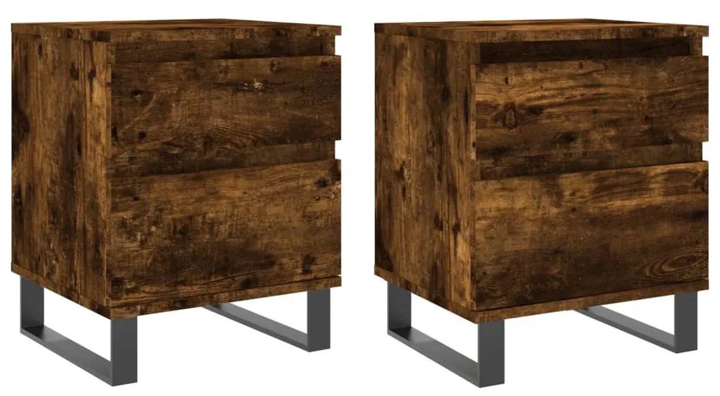 vidaXL Noptiere, 2 buc., stejar fumuriu, 40x35x50 cm, lemn compozit