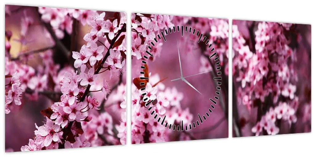 Tablou - Sakura roz (cu ceas) (90x30 cm)