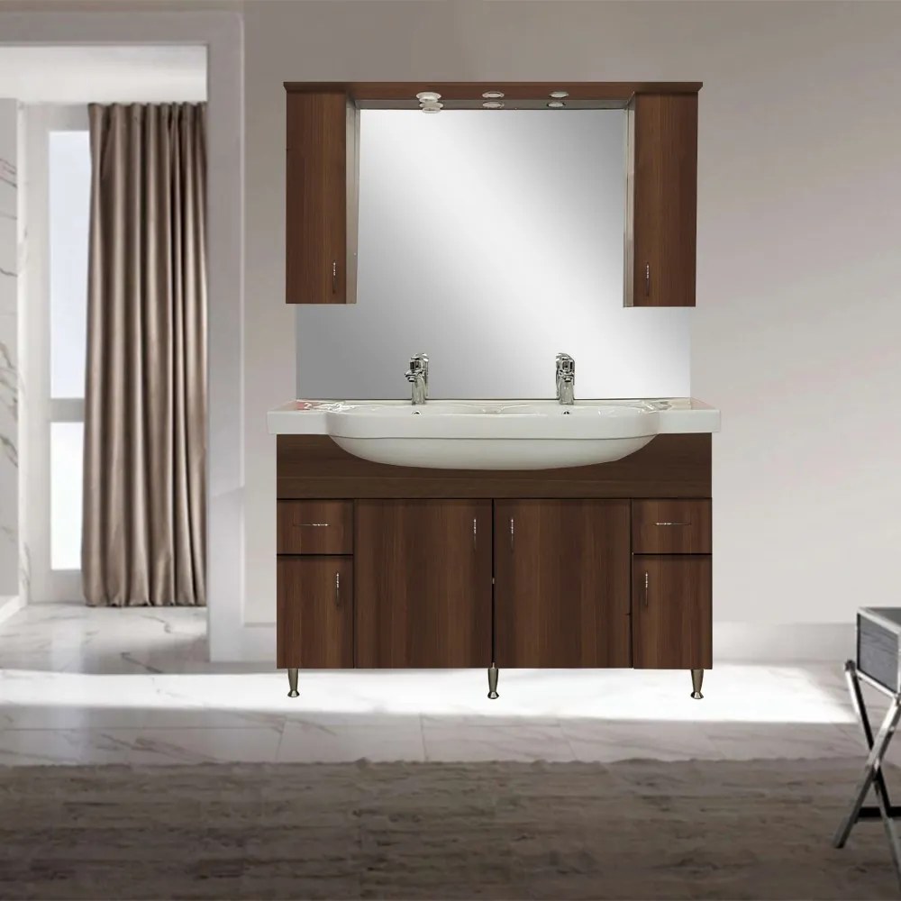 Dulap suspendat pentru baie Bianca Plus 105, culoarea lemnului Aida, nuc