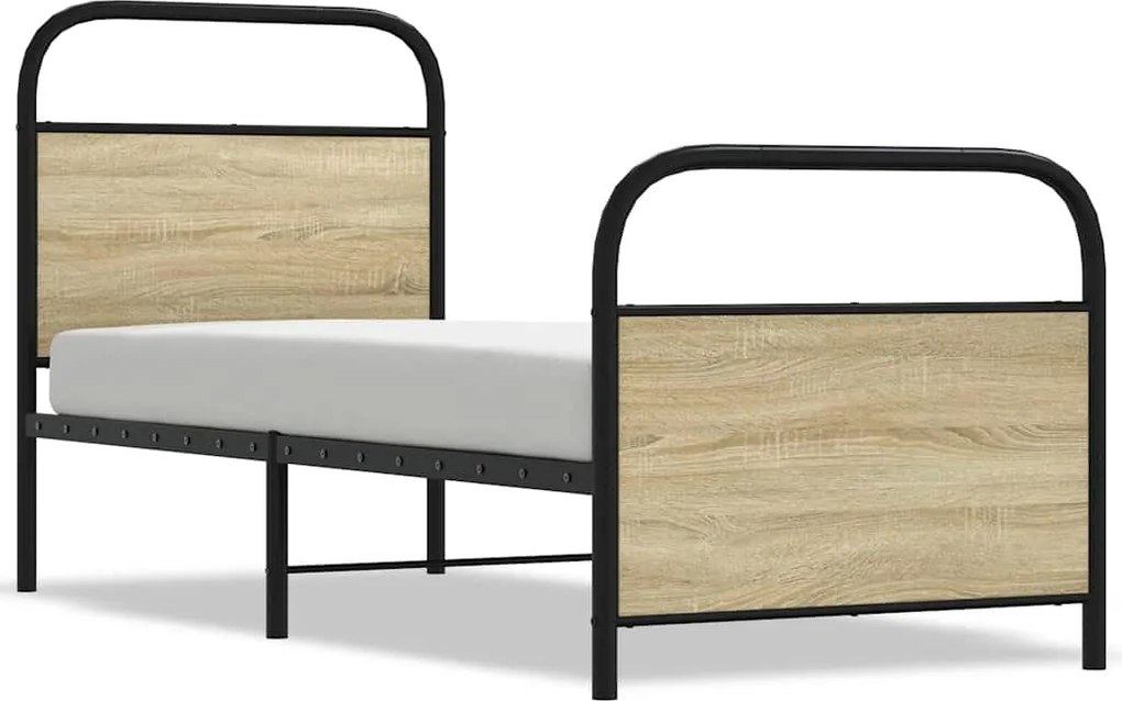 vidaXL Cadru de pat fără saltea 80x200 cm Lemn prelucrat stejar Sonoma