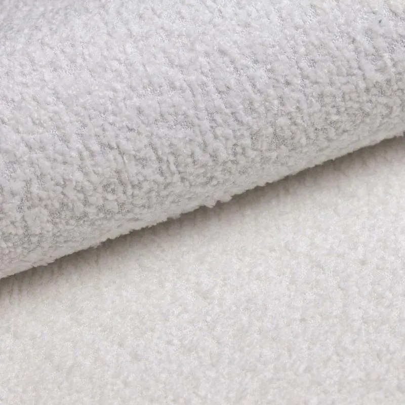 Colțar alb cu tapițerie din stofă bouclé (cu colț pe partea dreaptă) Ariella – Ropez