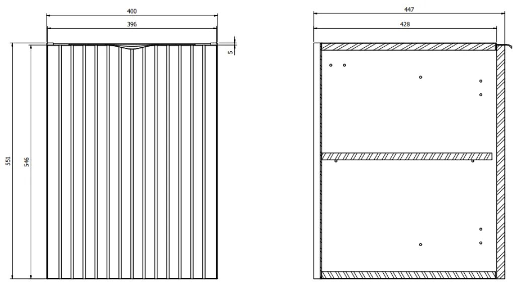 Dulap baie suspendat cu usa, 40 cm, casmir mat, Cersanit Tirso Casmir mat