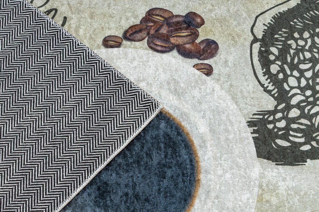 ANDRE 2835 covor lavabil Cafea bucatarie, anti-alunecare - verde / bej