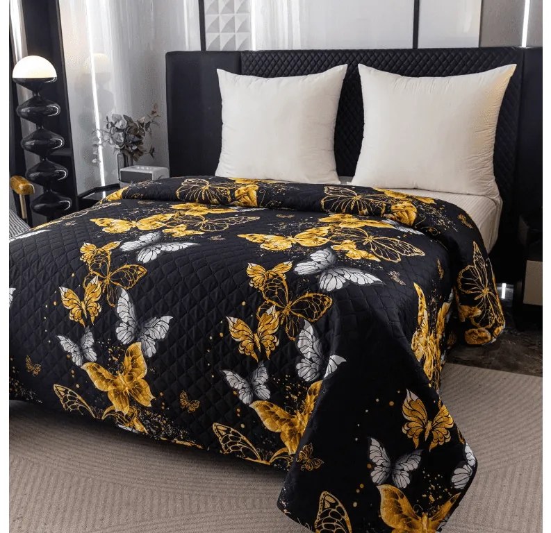 Cuvertura de pat GOLD BUTTERFLY negru Dimensiune: 220 x 240 cm