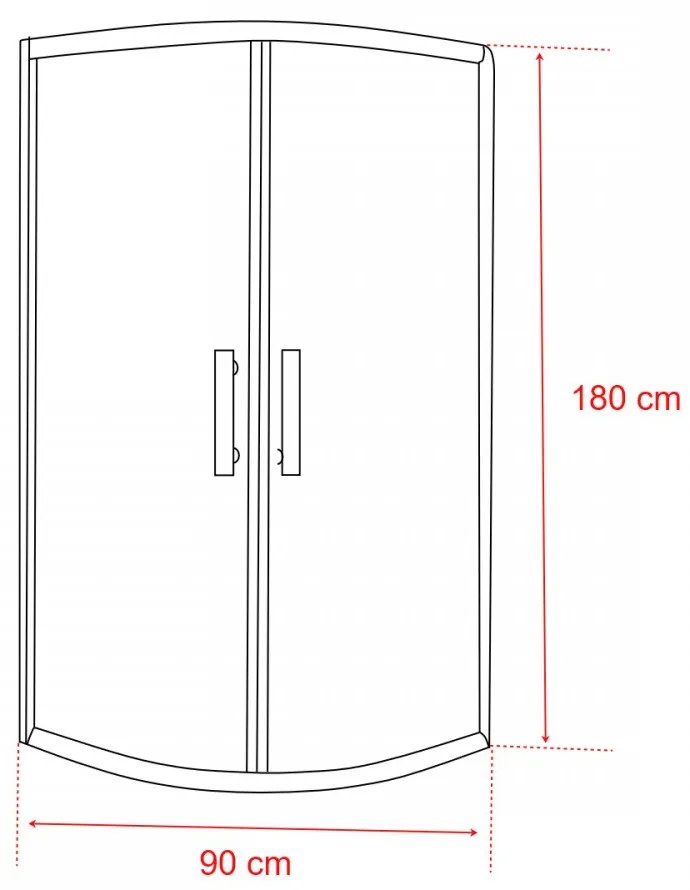 Cabină de duș curbată Spirit Clear 90x90x180 cm, fără cădiță de duș