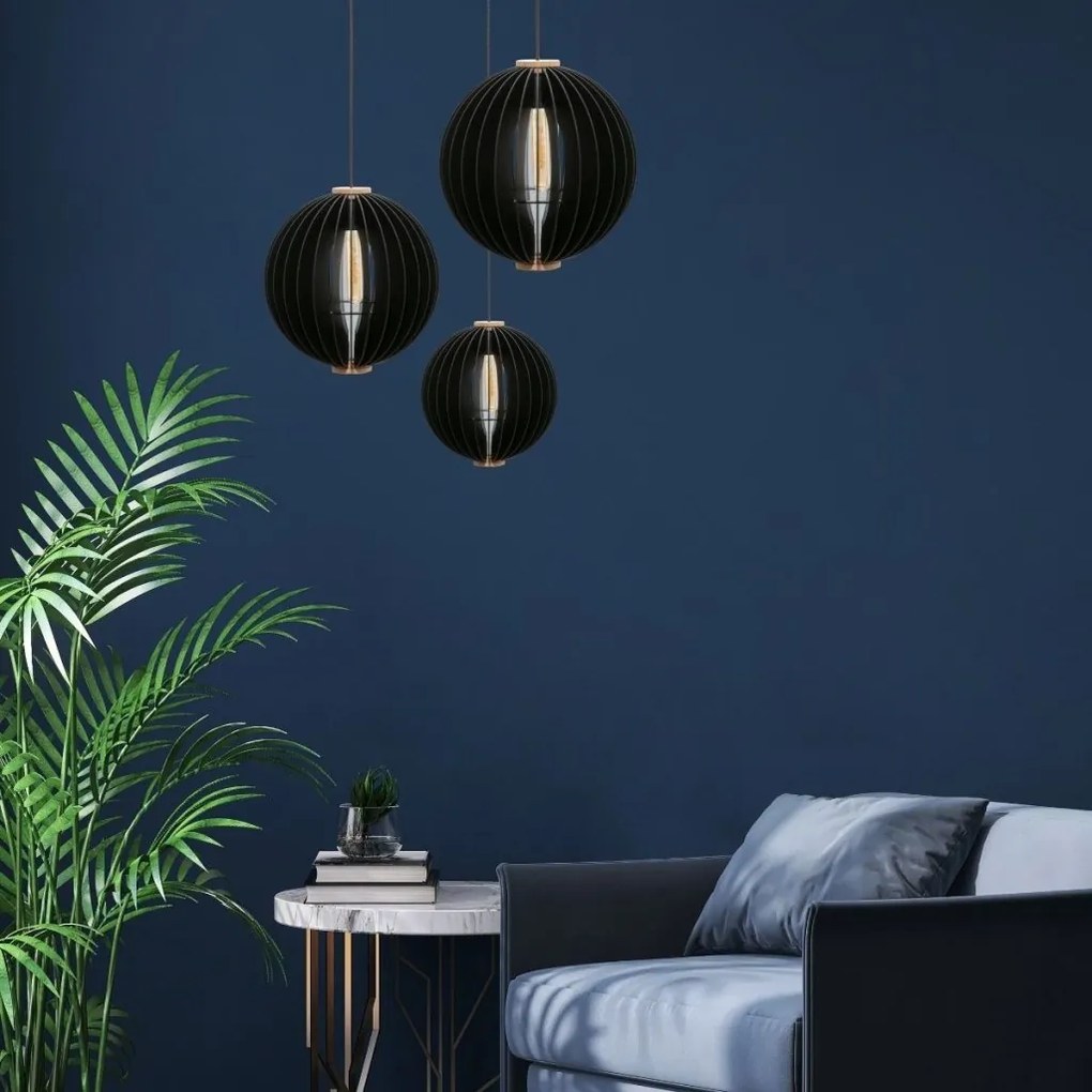Pendul din lemn design modern ORB negru 51,5cm