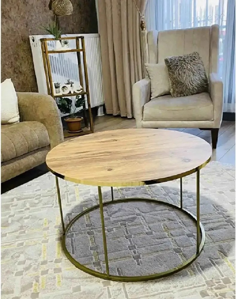 Masuta de cafea Vicenta Homs, nuc si auriu, seria 440, 70 cm