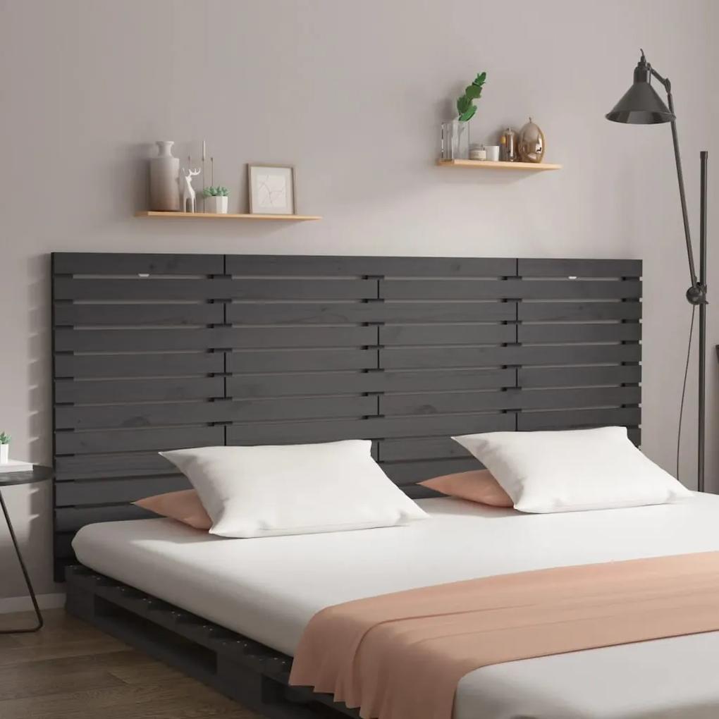 824670 vidaXL Tăblie de pat pentru perete, gri, 206x3x91,5 cm, lemn masiv pin