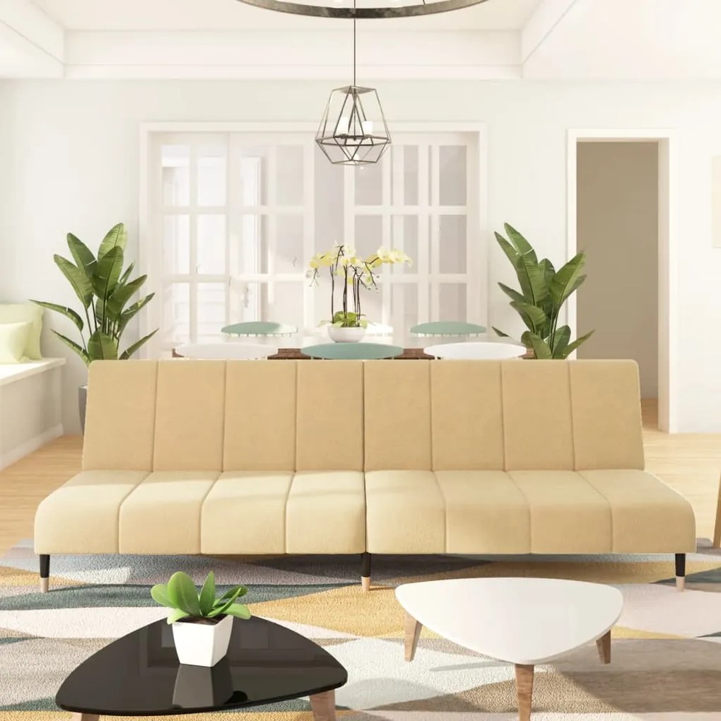 337580 vidaXL Canapea extensibilă cu 2 locuri, crem, catifea