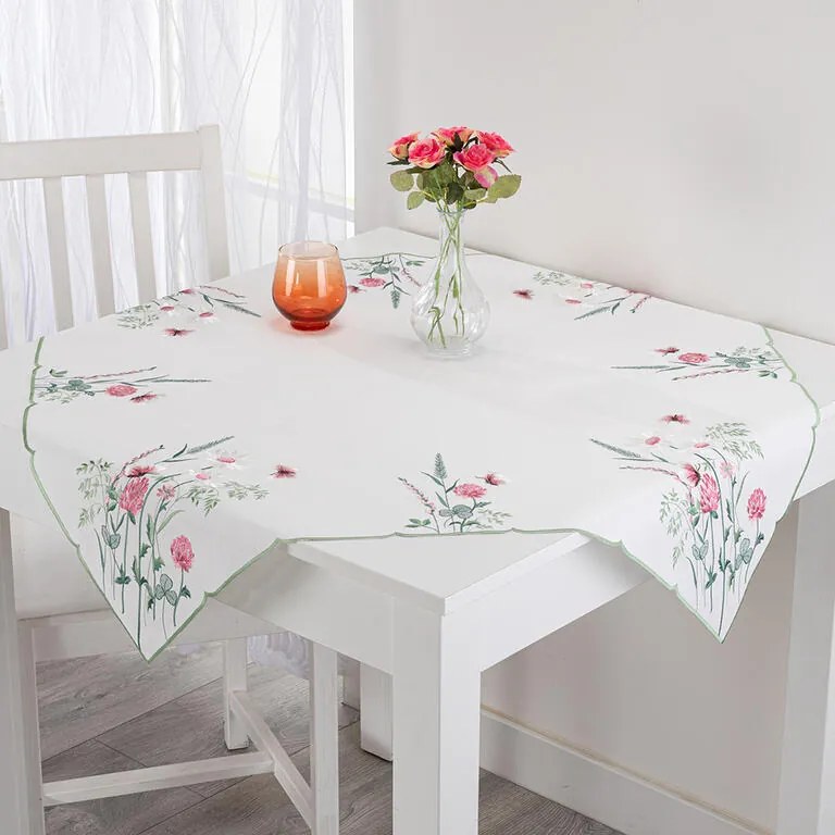 Față de masă brodată FLORI ROZ 85 x 85 cm