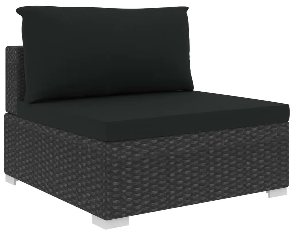 Set mobilier de gradina cu perne, 12 piese, negru, poliratan Negru, 12