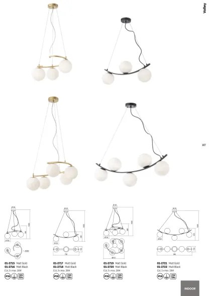 Lustră pe cablu VOLLEY 3xE14/28W/230V auriu Redo 01-2715