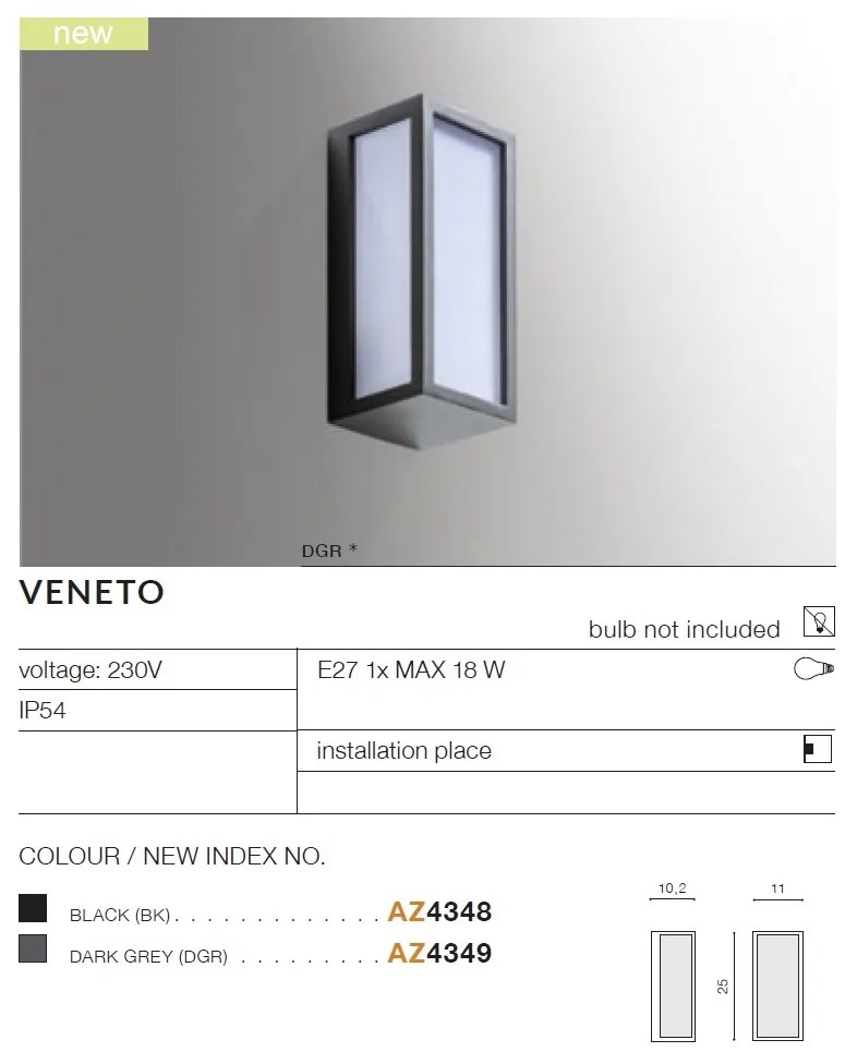 Aplica de perete exterior moderna IP54 VENETO gri inchis