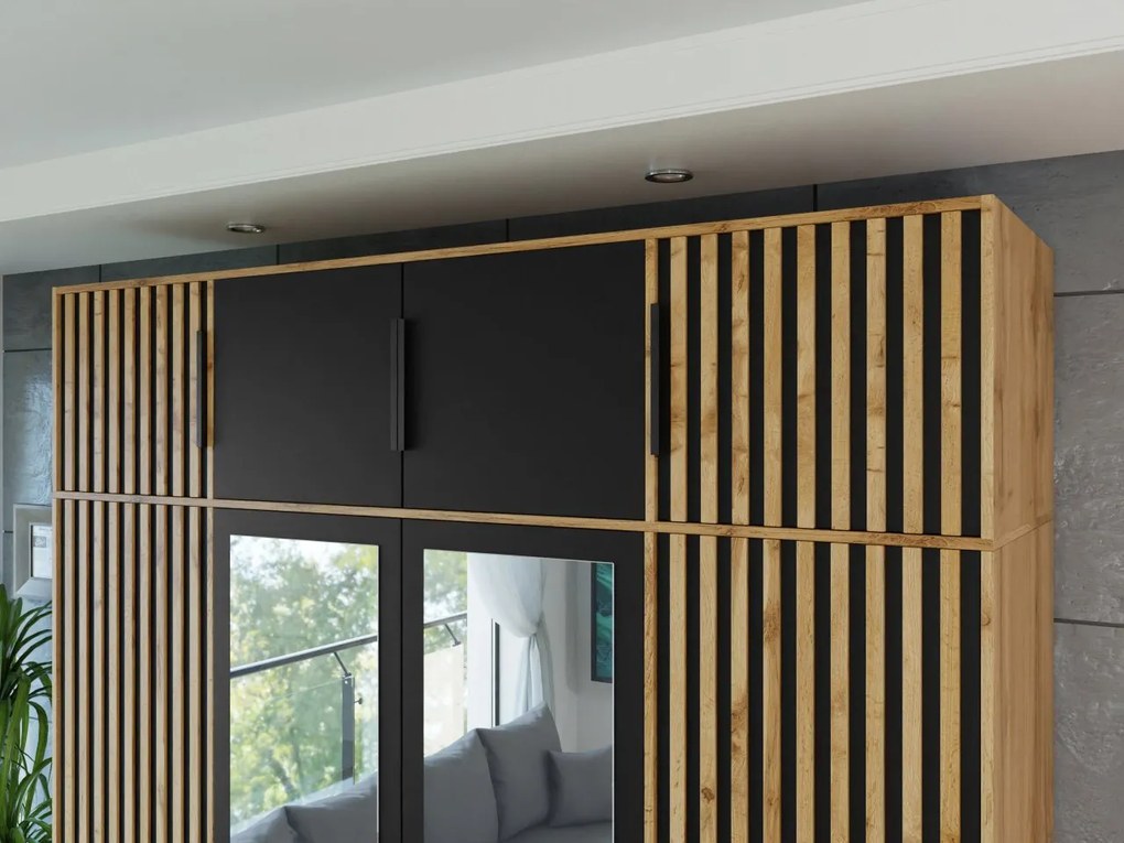 Suprastructură dulap Lenona Lux D4 (Stejar wotan + Negru) . 1104484