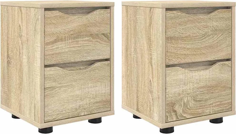 vidaXL Mese de noptieră 2 pcs Stejar Sonoma 30,5 x 30 x 43 cm