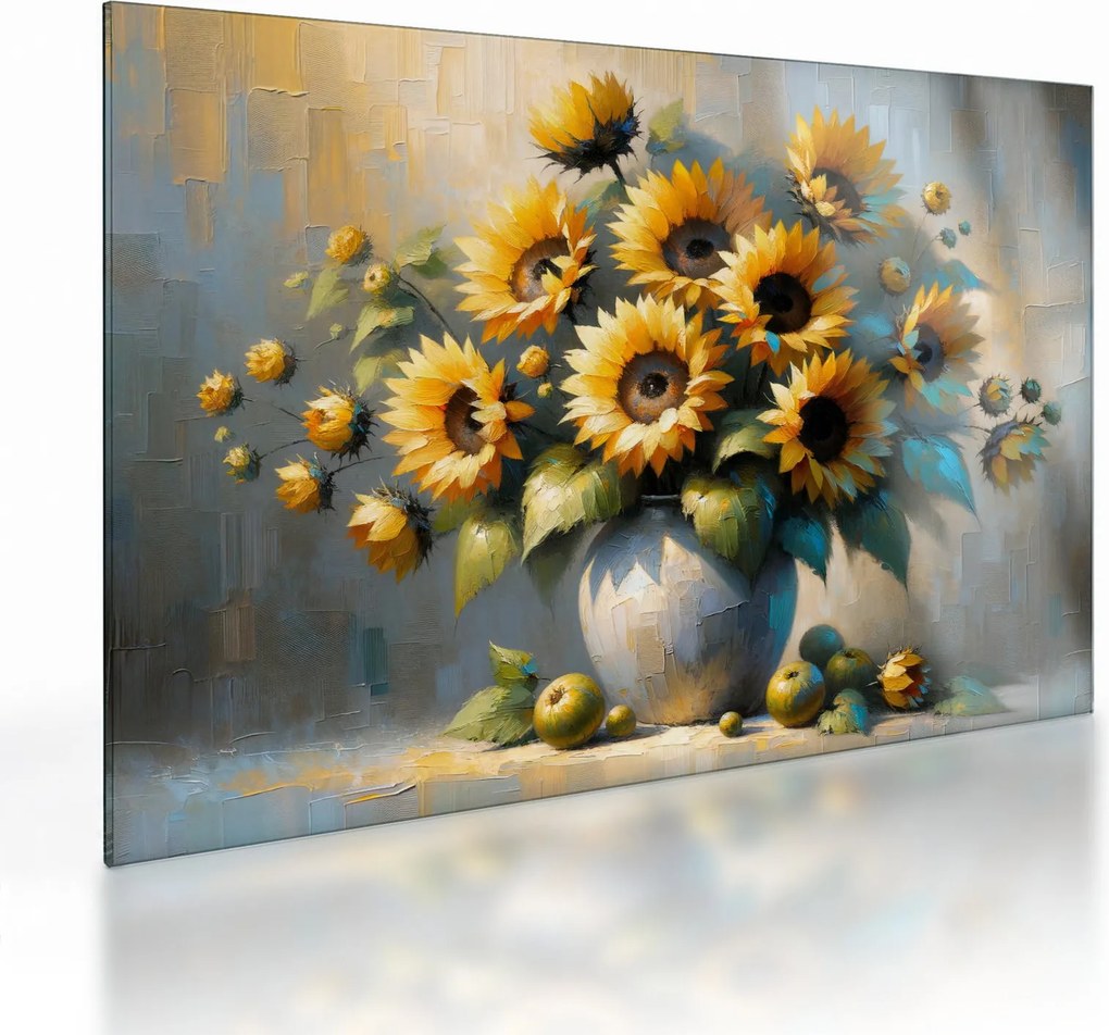 Tablou pe sticlă – Vază cu floarea-soarelui (70x50 cm)