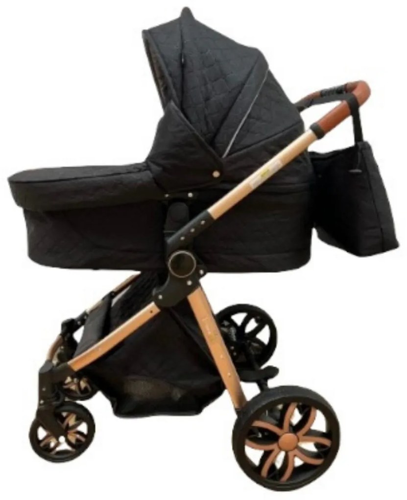 Carucior 3 in 1 cu landou, scoica si geanta, 0-36 luni, Negru - CPC-11-negru