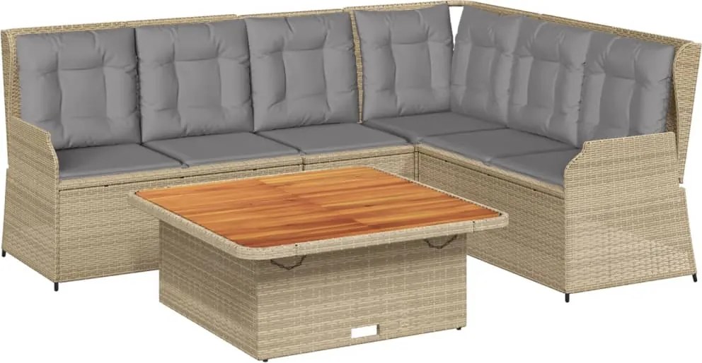 vidaXL Set mobilier de grădină cu perne, 5 piese, bej, poliratan