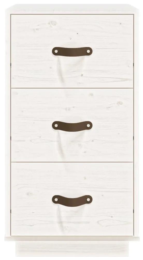 Noptiera, alb, 40x40x75 cm, lemn masiv de pin 1, Alb