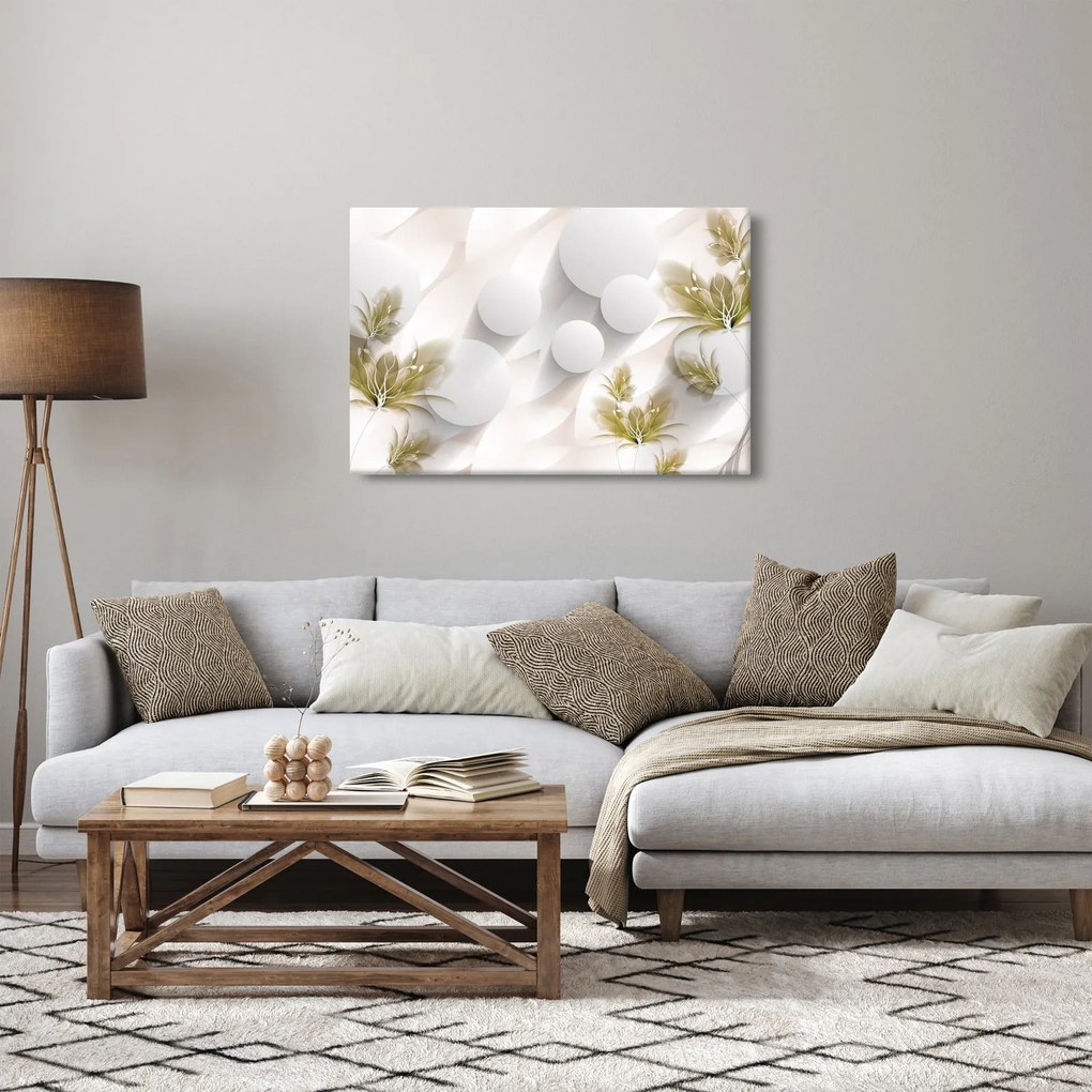 Tablou - 3D cercuri cu flori (90x60 cm)