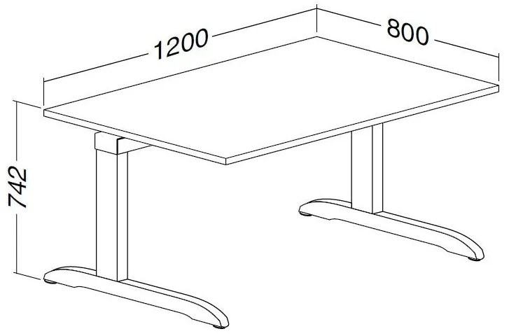 Masa ProOffice C 120 x 80 cm, nuc