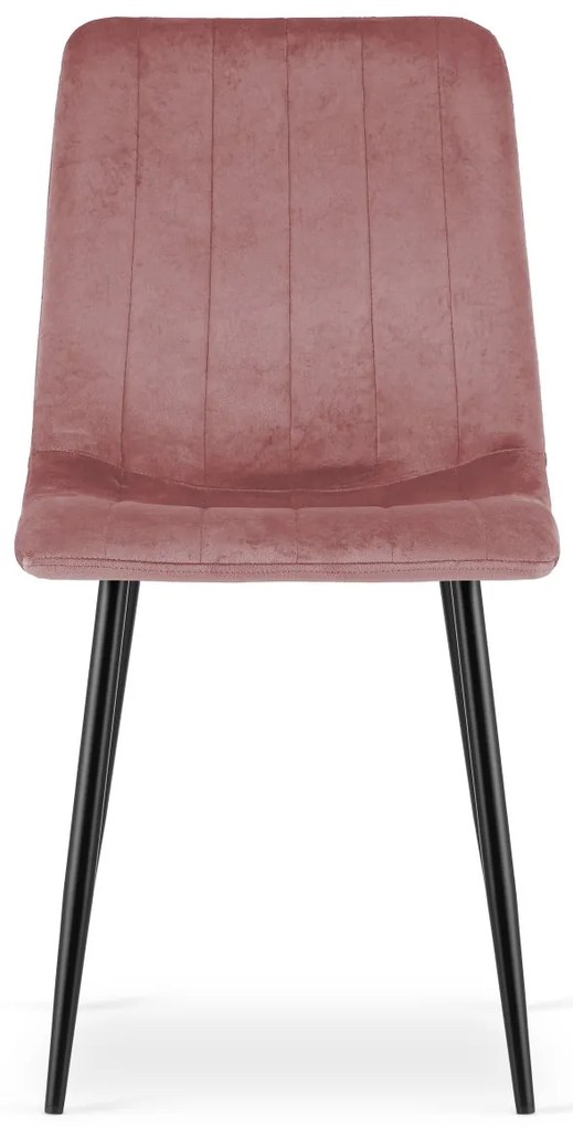 Scaun din catifea roz LAVA cu picioare negre
