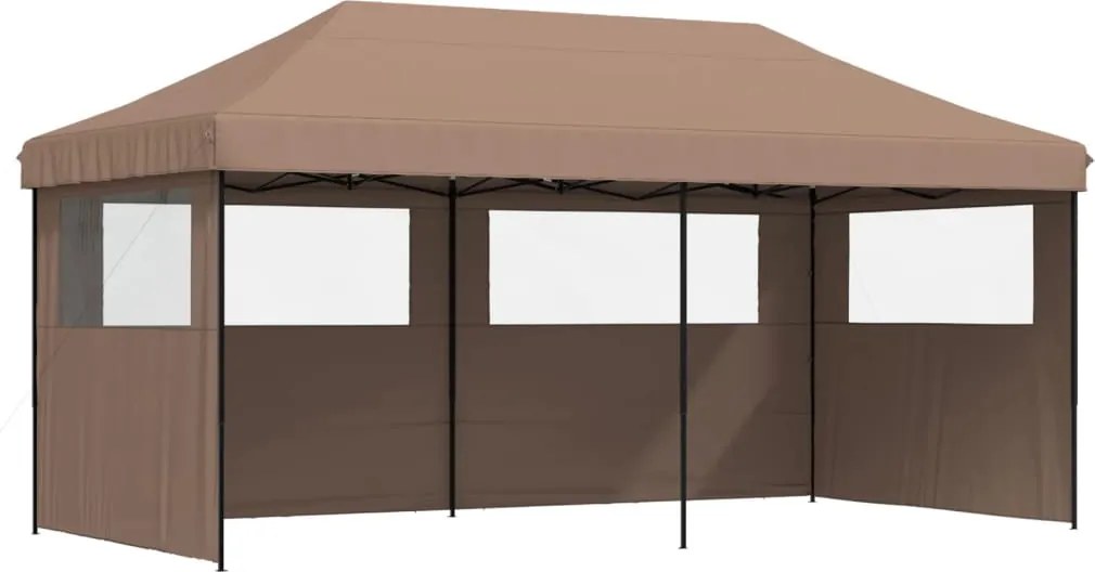 vidaXL Cort pliabil pentru petreceri cu 3 pereți laterali, maro
