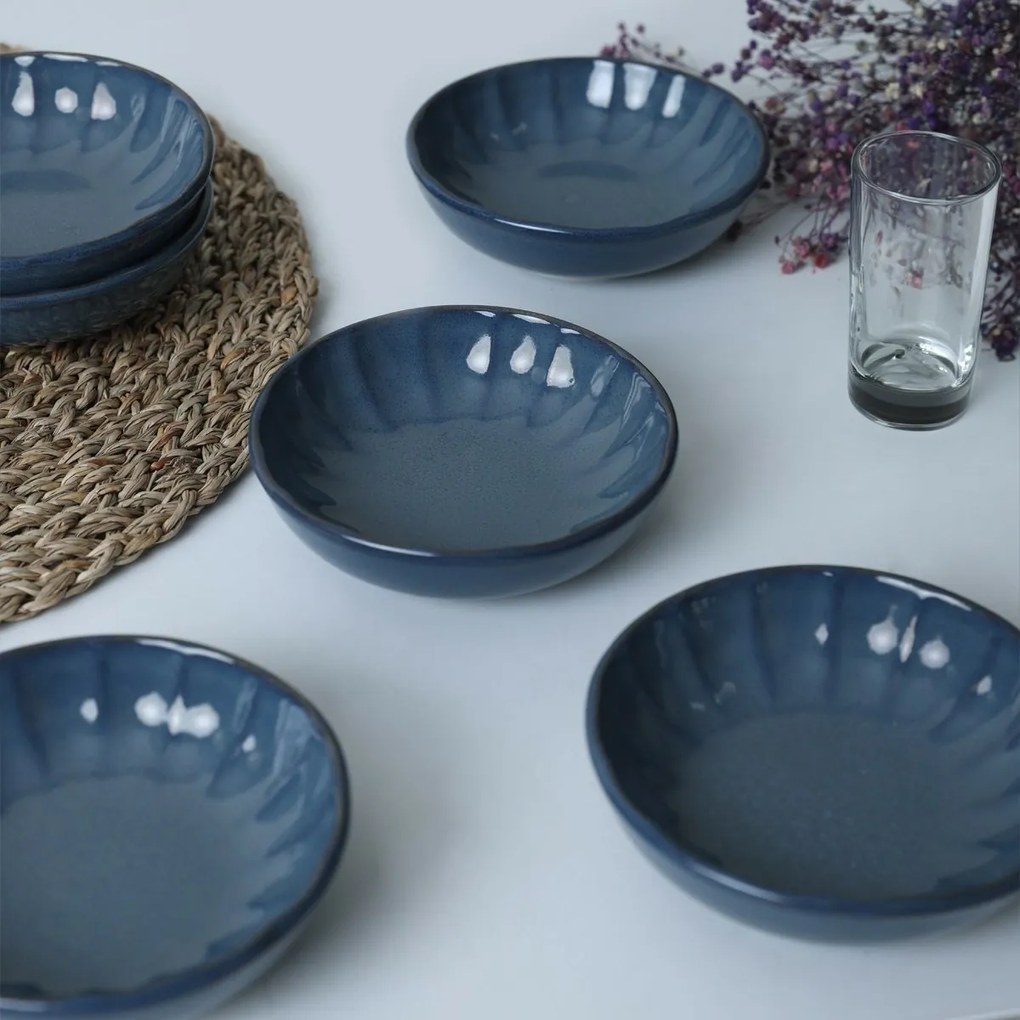 Set de 6 boluri din ceramică Laguna 12 cm,albastru închis