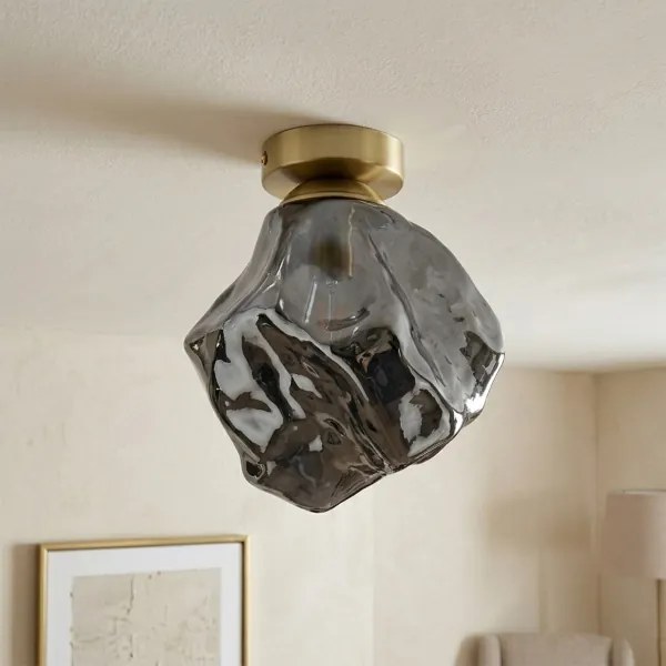 Plafonieră CRISTAL 1xE14/15W/230V alamă/negru fumuriu