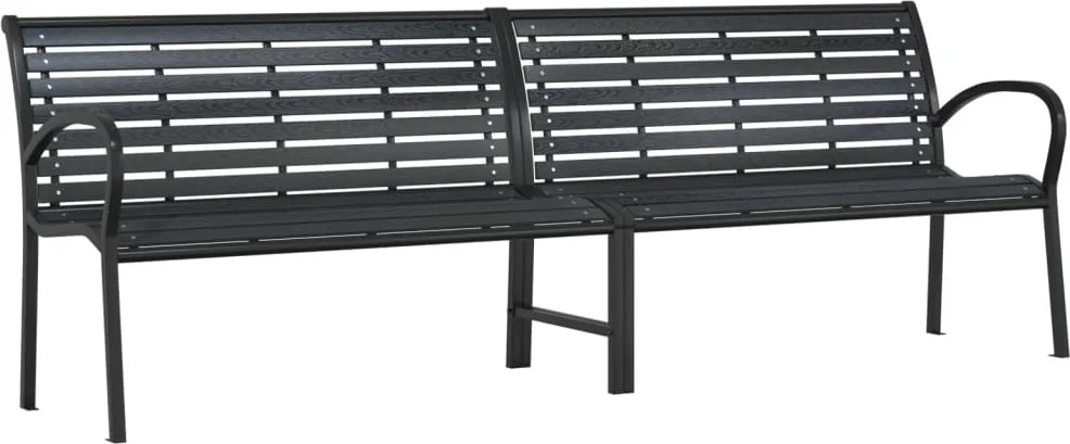 vidaXL Bancă dublă de grădină, negru, 231 cm, oțel și WPC