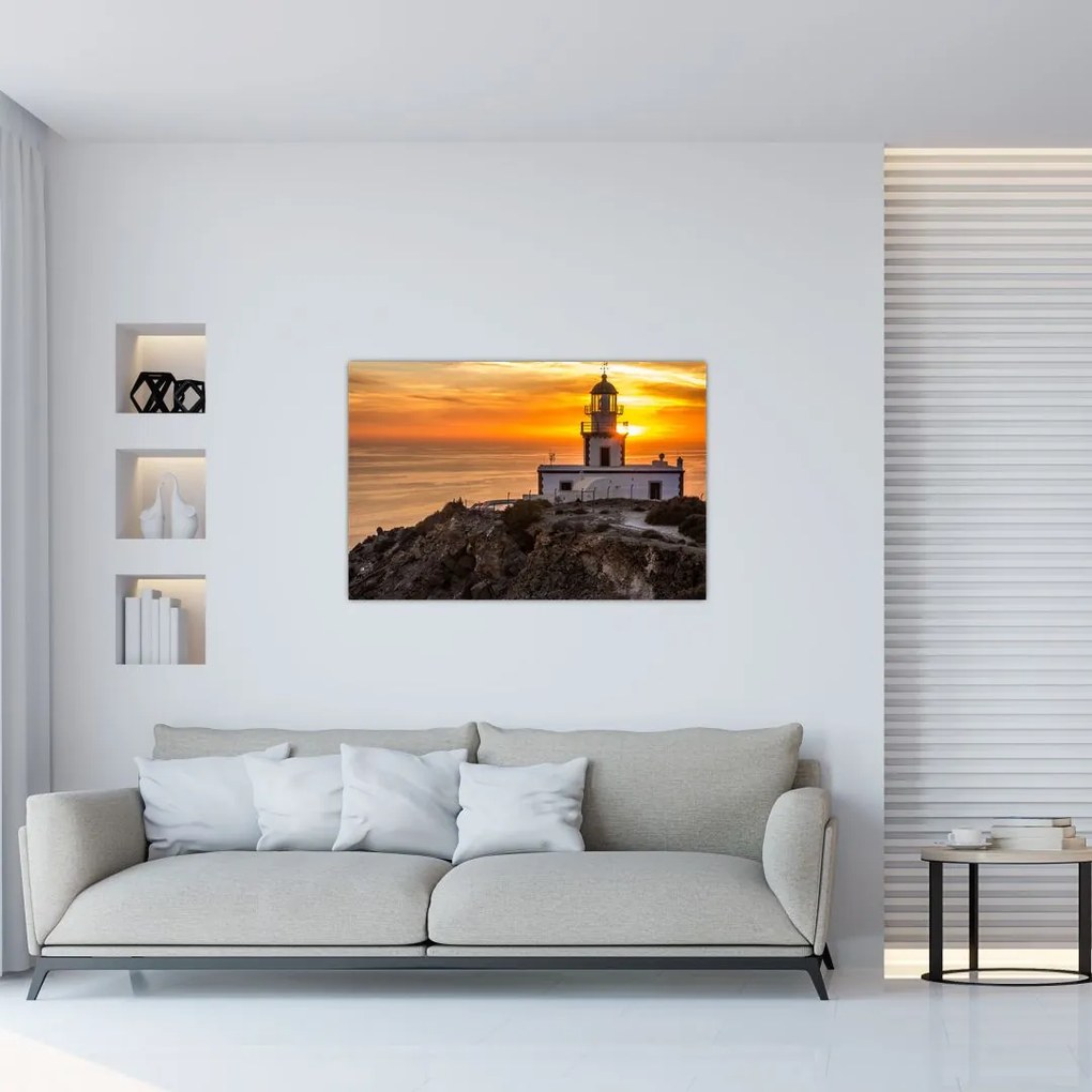 Tablou cu far în apus de soare (90x60 cm)