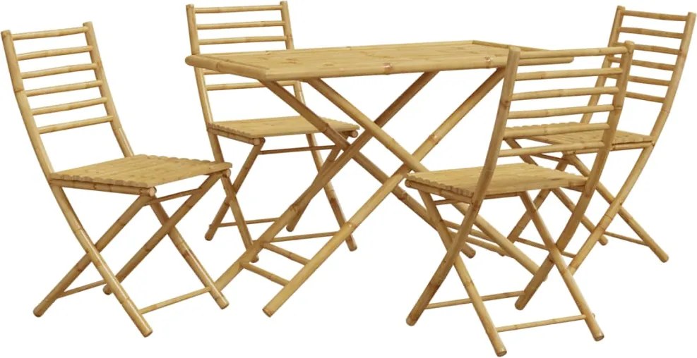 vidaXL Set mobilier de grădină, 5 piese, bambus
