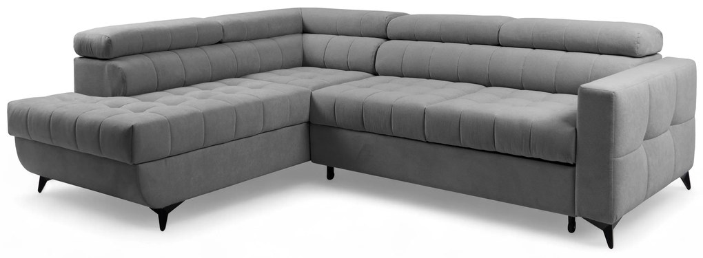 Colțar extensibil Nardo L stânga - gri pluș Pretty 17