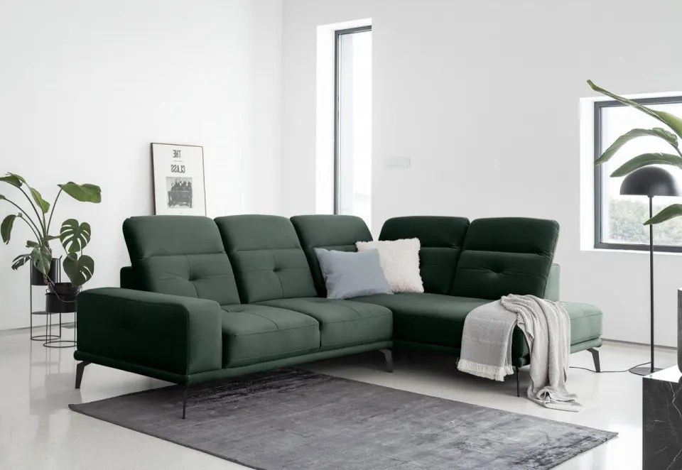 Coltar tapitat, 275x77x200 cm, Theodore R02, Eltap (Culoare: Verde - Lukso 35)