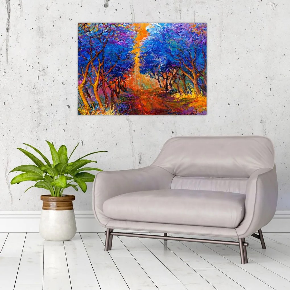 Tablou - Coroane de copac de toamnă, impresionism modern (70x50 cm)
