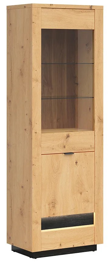 Vitrină Ostia REG1D1W/20/7 (stejar artisan + stejar negru). Promo -18%. 1025964