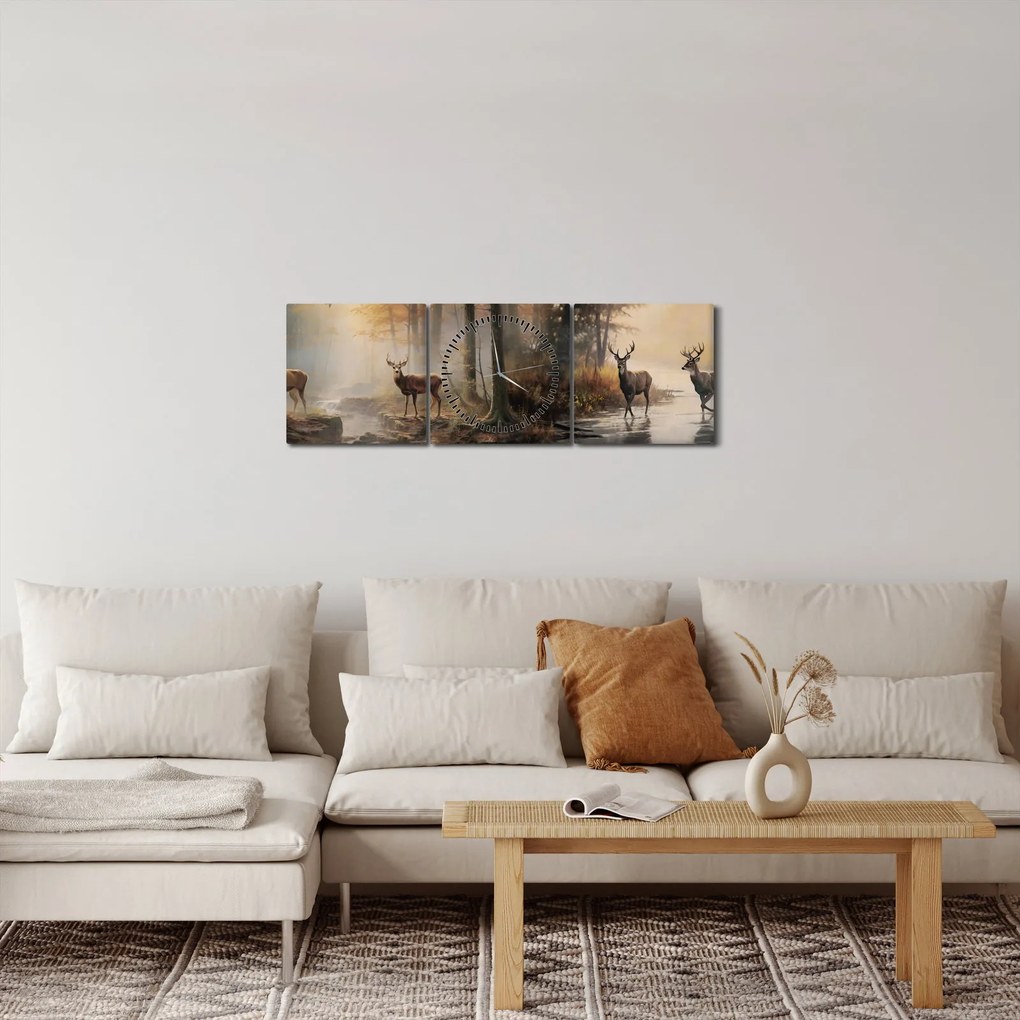 Tablou - Vintage pictura wildlife (cu ceas) (90x30 cm)