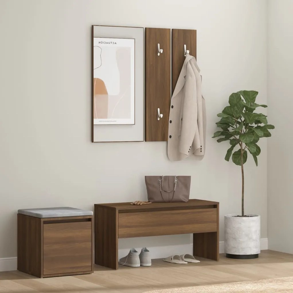 3120196 vidaXL Set de mobilier pentru hol, stejar maro, lemn prelucrat